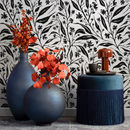 Botanical Wallpaper With Wildflower Vines in Black and Off-White - C663