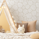 Floral Wallpaper with Stylized Geometric Roses in Beige - C676