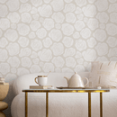 Floral Wallpaper with Stylized Geometric Roses in Beige - C676