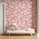 Floral Wallpaper with a Charming Daisy Motif in Pink and White - C691