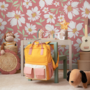Floral Wallpaper with a Charming Daisy Motif in Pink and White - C691