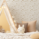Art Nouveau Wallpaper with a Stylized Floral Motif in Beige and Tan - C694