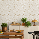 Art Nouveau Wallpaper with a Stylized Floral Motif in Beige and Tan - C694