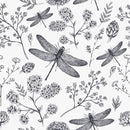 Botanical Wallpaper with Dragonflies