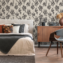 Celestial Wallpaper with Mystical Snakes and Moons in Charcoal and Beige - C723
