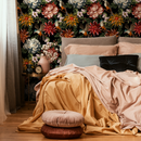 Chinoiserie Wallpaper with Birds and Peonies in Red, Orange and Black - C727
