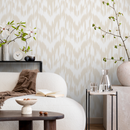 Boho Wallpaper with an Abstract Ikat Motif in Beige - C744
