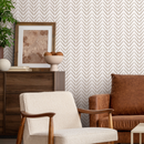 Minimalist Ikat-Style Herringbone Wallpaper in Beige- C749