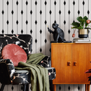 Vertical Diamond Stripe Wallpaper in Black and White - C752