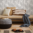 Abstract Wallpaper with Garlands of Sketched Shapes in Gray and Black - C765