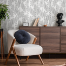 Abstract Wallpaper with Garlands of Sketched Shapes in Gray and Black - C765
