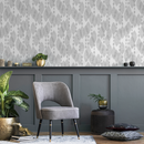 Abstract Wallpaper with Garlands of Sketched Shapes in Gray and Black - C765