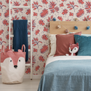 Floral Wallpaper with a Stylized Botanical Print in Coral, Beige, and Blue - C767
