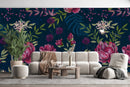 Pink Peonies Embroidery Style Wallpaper