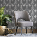 Abstract Wallpaper with a Sketched Geometric Motif in Gray and White - C816