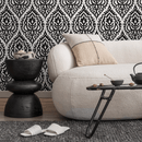 Moroccan Wallpaper with a Bold Ikat Motif in Black and White - C818