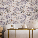 Floral Wallpaper Featuring Dandelion and Wildflower Motifs in Purple and Brown - C820