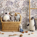Floral Wallpaper Featuring Dandelion and Wildflower Motifs in Purple and Brown - C820