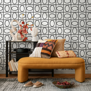 Geometric Wallpaper with an Interlocking Dotted Oval Motif in Black and White - C841