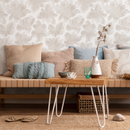 Floral Wallpaper with a Watercolor Flower Motif in Beige and Cream - C862