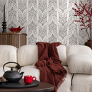 Boho Wallpaper with a Symmetrical Dotted Motif in Black and White - C868