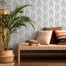 Boho Wallpaper with a Symmetrical Dotted Motif in Black and White - C868