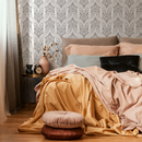 Boho Wallpaper with a Symmetrical Dotted Motif in Black and White - C868