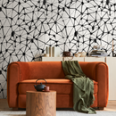 Abstract Wallpaper with a Hand-Drawn Network Motif in Black and White - C879