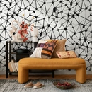 Abstract Wallpaper with a Hand-Drawn Network Motif in Black and White - C879