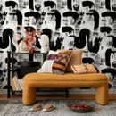 Modern Abstract Wallpaper with Painterly Brushstrokes in Black and White - C882