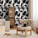 Modern Abstract Wallpaper with Painterly Brushstrokes in Black and White - C882