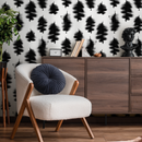 Abstract Wallpaper with Expressive Brushstrokes in Black and White - C885