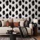 Abstract Wallpaper with Expressive Brushstrokes in Black and White - C885