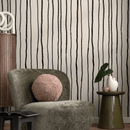 Striped Wallpaper with Irregular Hand-Drawn Lines in Black and Beige - C899