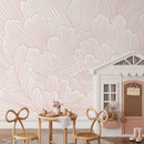 Floral Wallpaper with Large-Scale Abstract Blooms in Pink - C923