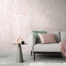 Floral Wallpaper with Large-Scale Abstract Blooms in Pink - C923