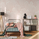 Floral Wallpaper with Large-Scale Abstract Blooms in Pink - C923