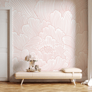 Floral Wallpaper with Large-Scale Abstract Blooms in Pink - C923