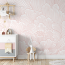 Floral Wallpaper with Large-Scale Abstract Blooms in Pink - C923