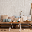 Modern Abstract Wallpaper with Distressed Arches and Lines in Beige and Cream - C927