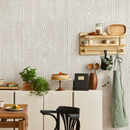 Modern Abstract Wallpaper with Distressed Arches and Lines in Beige and Cream - C927