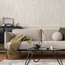 Modern Abstract Wallpaper with Distressed Arches and Lines in Beige and Cream - C927