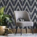 Abstract Wallpaper with an Ikat Chevron Motif in Navy and Gray - C934