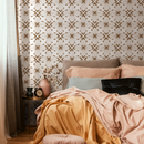 Boho Tile Wallpaper Featuring a Floral Motif in Brown - C935