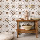 Boho Tile Wallpaper Featuring a Floral Motif in Brown - C935