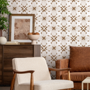 Boho Tile Wallpaper Featuring a Floral Motif in Brown - C935