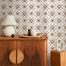 Boho Tile Wallpaper Featuring a Floral Motif in Brown - C935