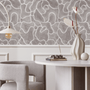 Abstract Wallpaper with a Fluid Watercolor Pattern in Taupe and Off-White - C943