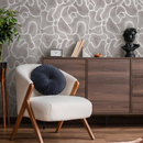 Abstract Wallpaper with a Fluid Watercolor Pattern in Taupe and Off-White - C943