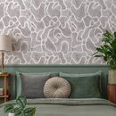 Abstract Wallpaper with a Fluid Watercolor Pattern in Taupe and Off-White - C943